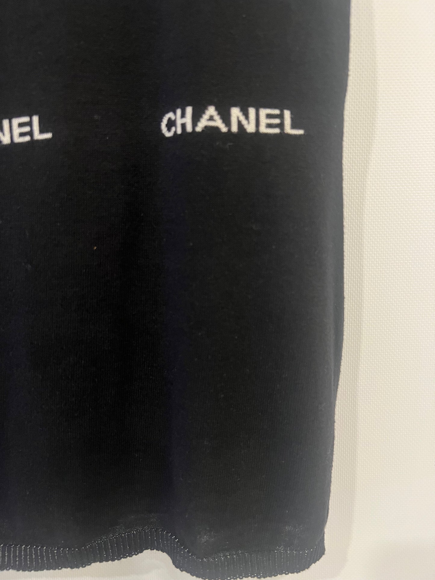 Chanel 2004 Black Sleeveless Tank Top with White Logo Print Detail Size FR 40 (UK 12)