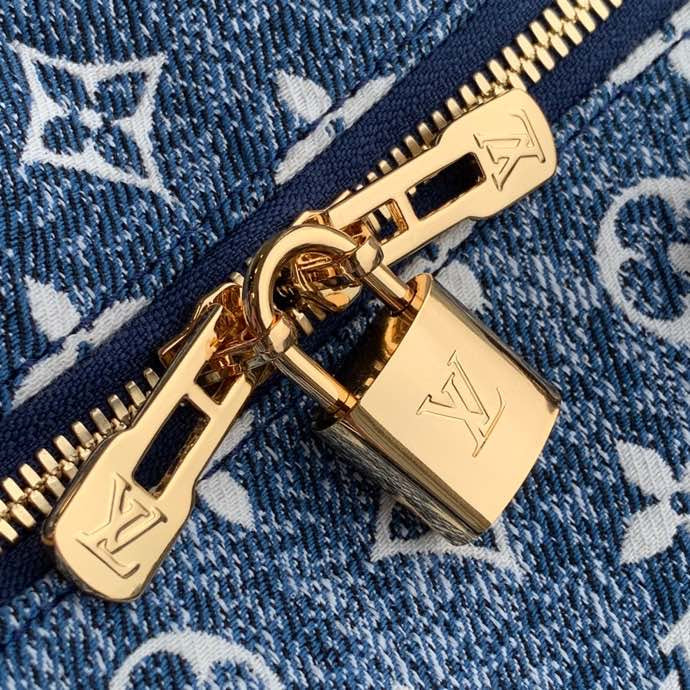 Top Quality Speedy Bandouliere 25 Monogram Denim Jacquard Navy Blue For Women, WoHandbags 9.8in/25cm Top Quality M59609