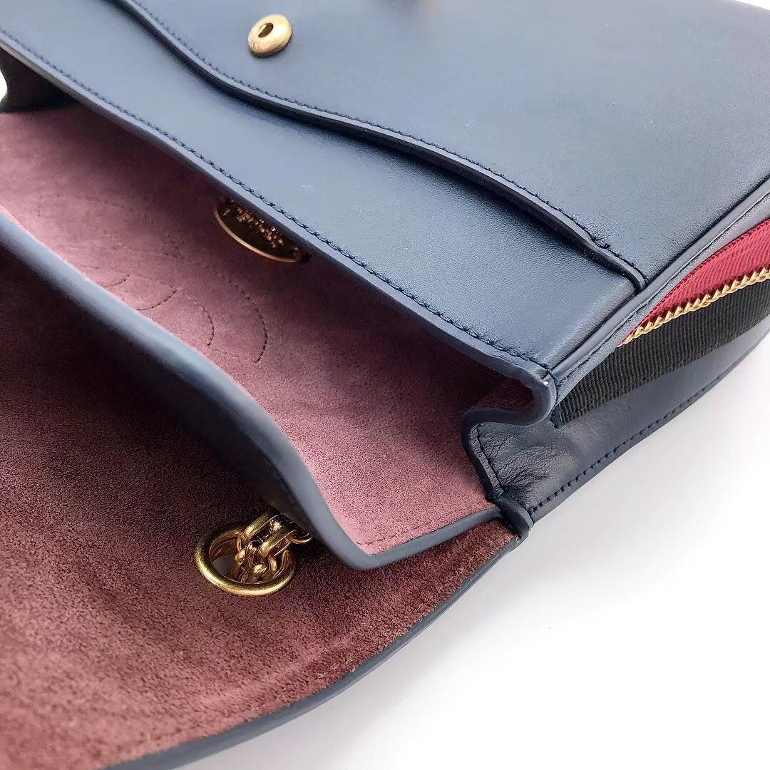 CHLMaroon Medallion Nude Reissue 2.55 Classic 225 Flap Navy Blue Bag For Women 24cm/9in