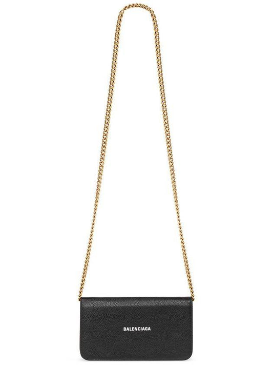 Luxury Balenciaga Trending 2025 Cash Chain Wallet Mini Calfskin Cross Bag Black