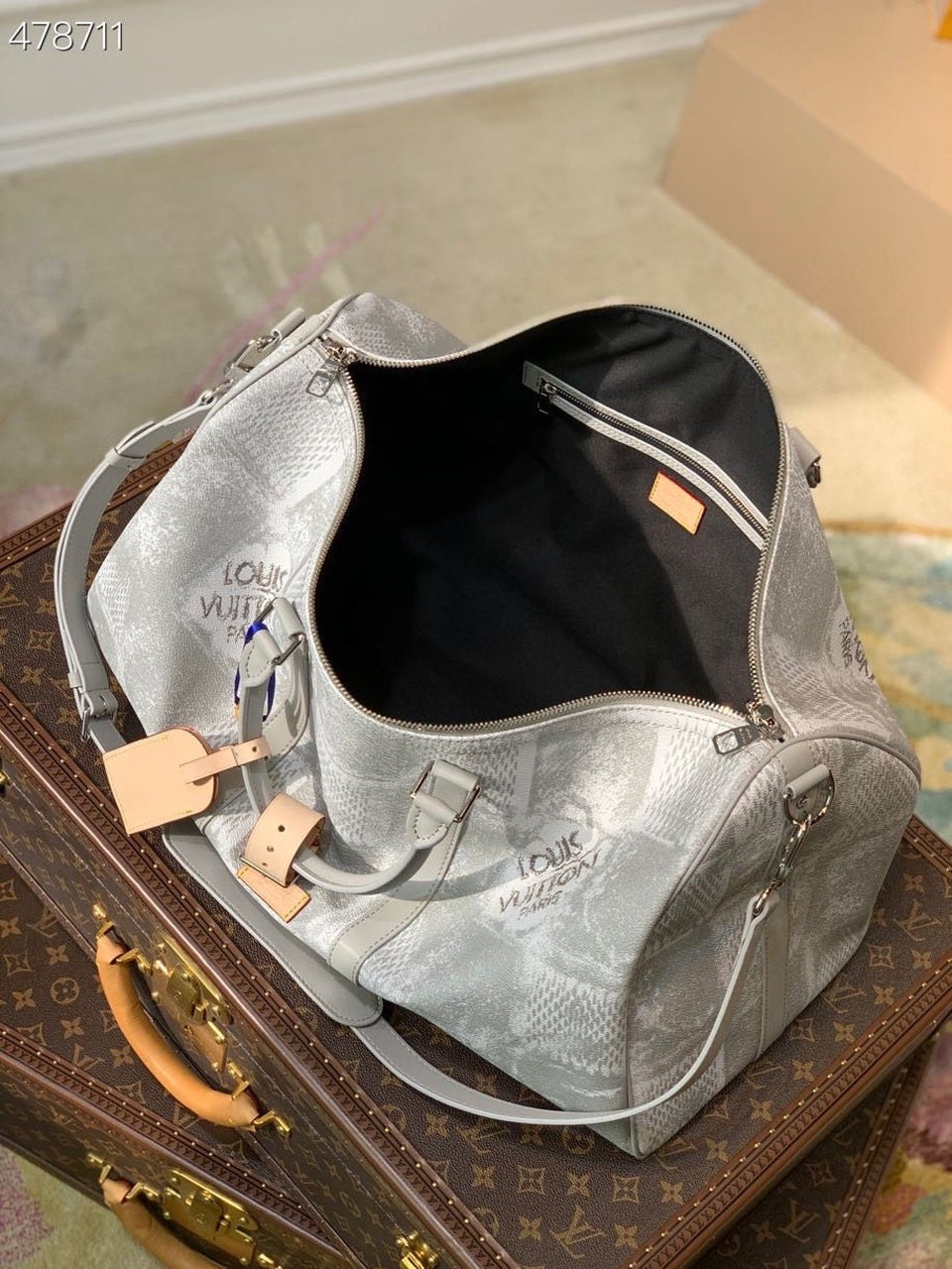 Top Quality Keepall Bandouliere 50 Damier Salt Canvas Stone Grey For Men, Bags, Travel Bags 19.7in/50cm Top Quality N50069