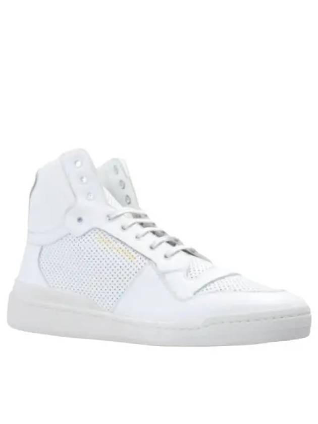 Luxury Saint Laurent Trending 2025 Men's SL24  d-Look Perforated Leather Mid Top Sneakers White
