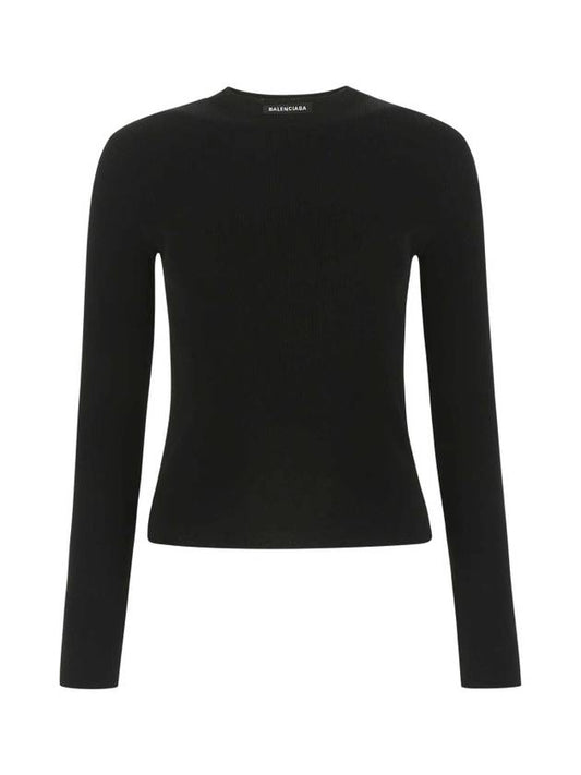 Luxury Balenciaga Trending 2025 WoMen's Neck Logo Crew Neck Knit Top Black