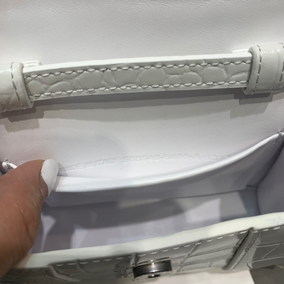 Top Quality Hourglass Mini Handbag In White, For Women,  Bags 4.7in/12cm 6373721LR6Y9016