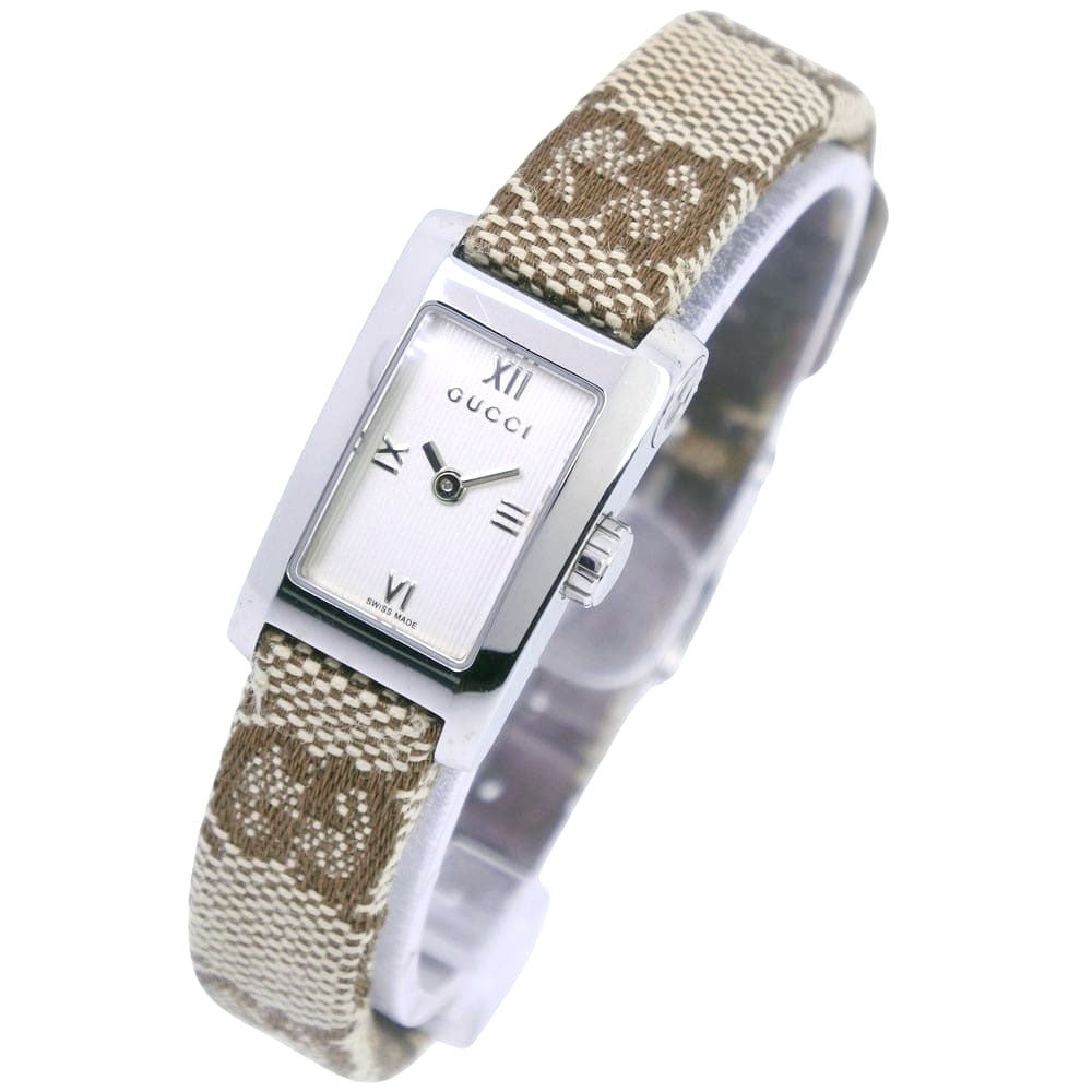 GUCCI Watches Quartz 8600L Stainless Steel, GG Canvas white White dial Women  d