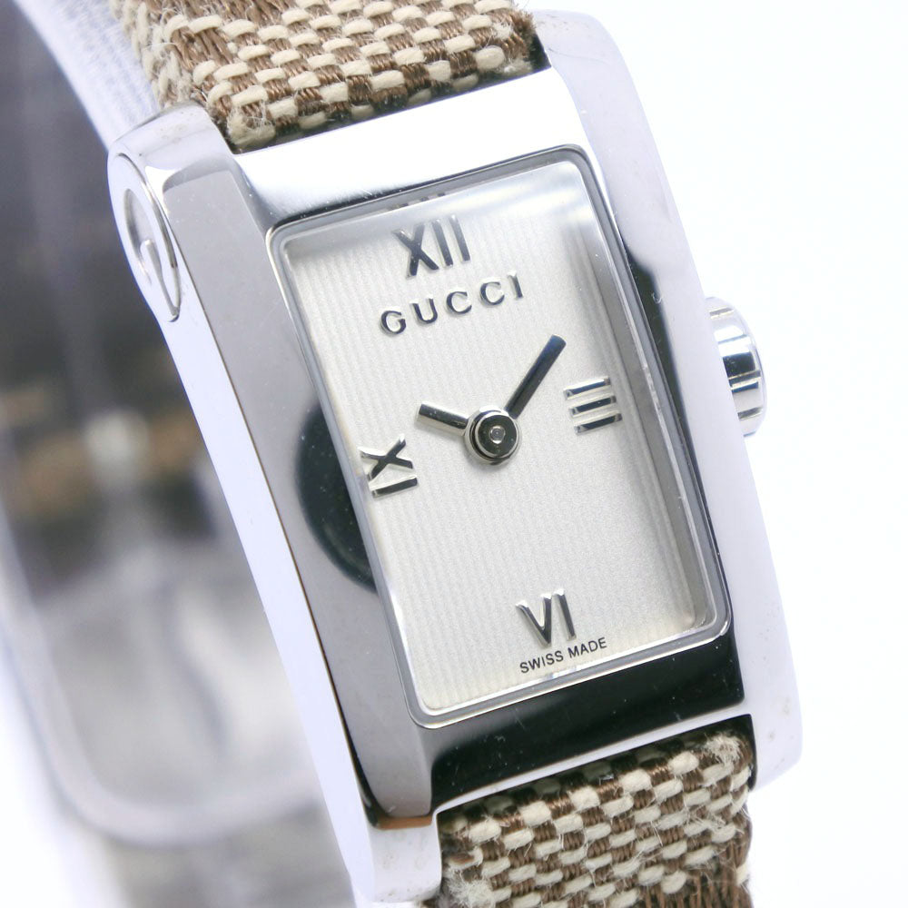 GUCCI Watches Quartz 8600L Stainless Steel, GG Canvas white White dial Women  d