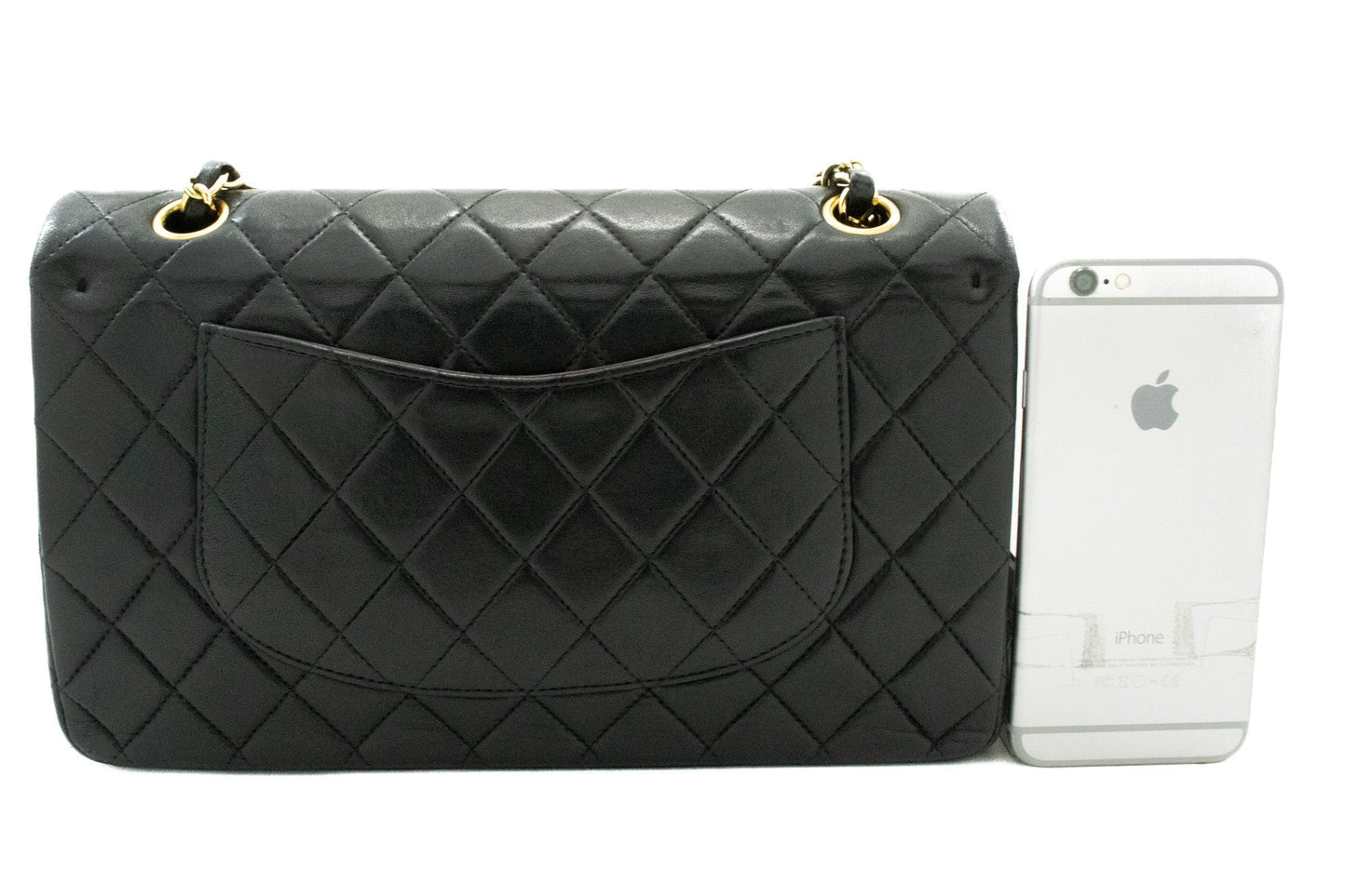 CHANEL Classic Double Flap Medium Chain Shoulder Bag Black Lamb