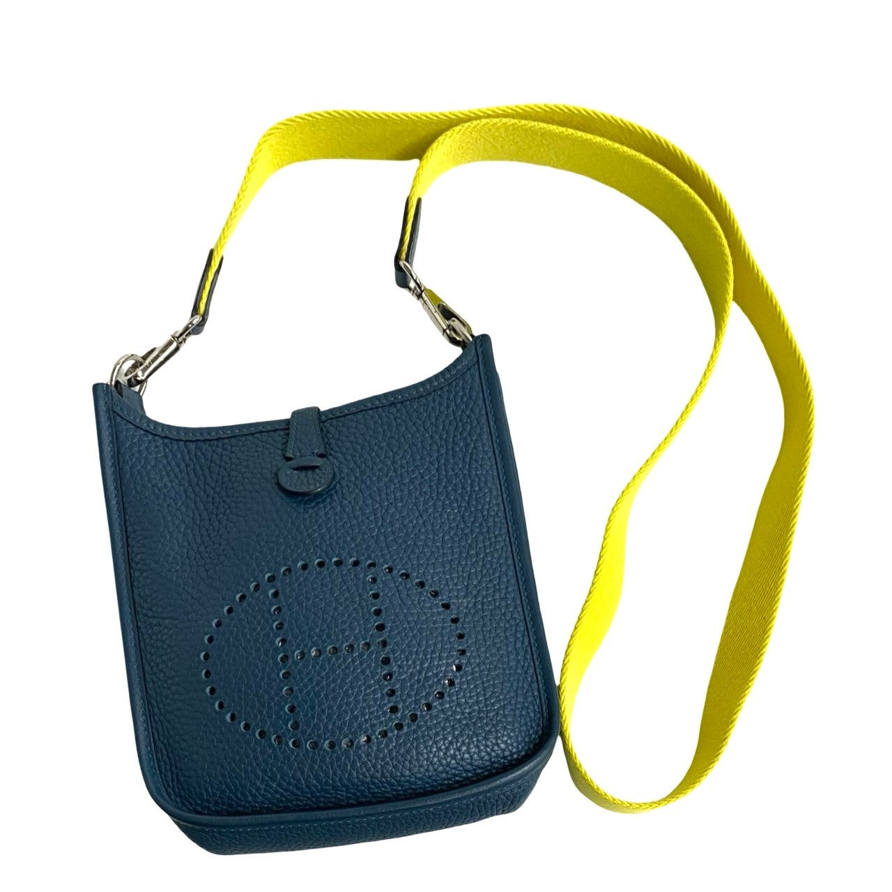 HERMES Shoulder Bag Taurillon Clemence, Leather blue Evelyn TPM Women  d