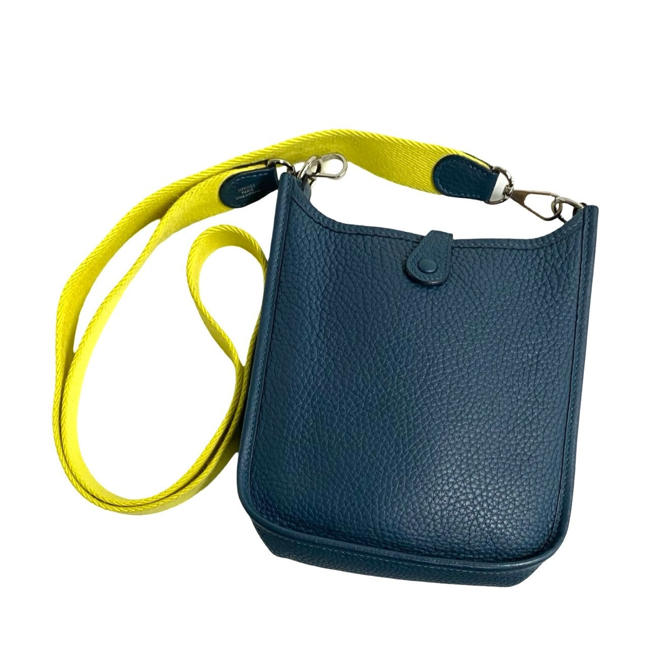 HERMES Shoulder Bag Taurillon Clemence, Leather blue Evelyn TPM Women  d