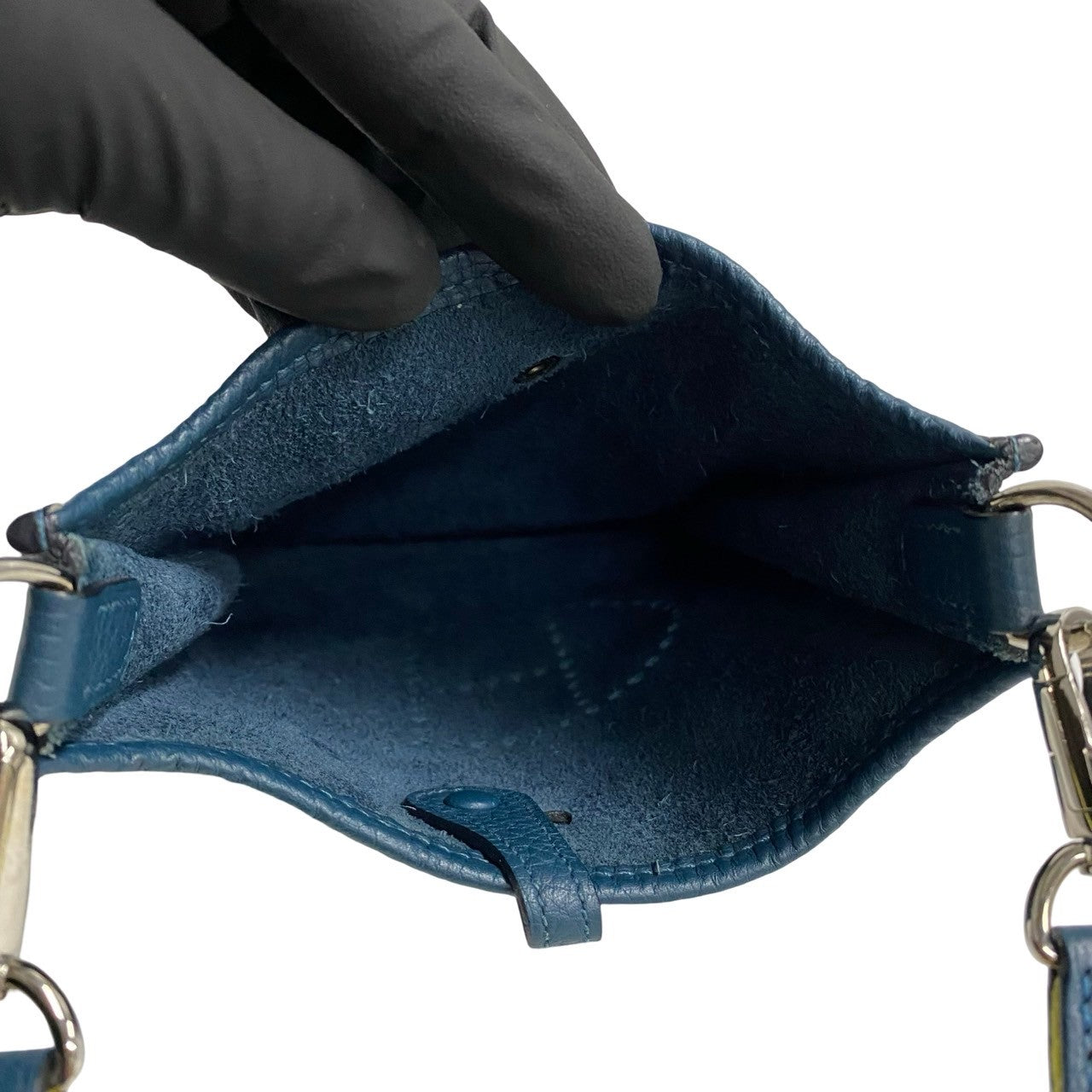 HERMES Shoulder Bag Taurillon Clemence, Leather blue Evelyn TPM Women  d