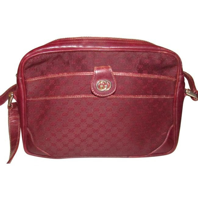 Gucci   Gg Burgundy Small G Logo Canvas And Burgundy Leather