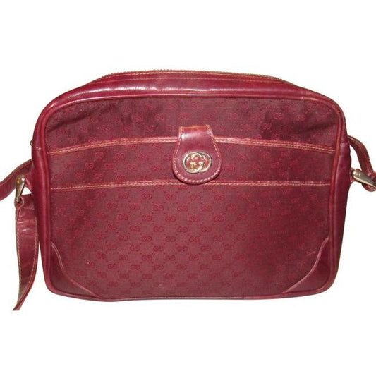 Gucci   Gg Burgundy Small G Logo Canvas And Burgundy Leather
