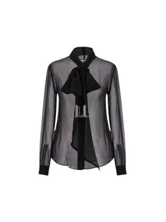 Luxury Saint Laurent Trending 2025 Silk Muslin Crepe Blo  Black