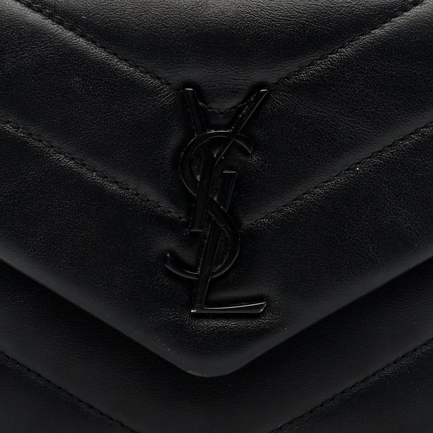 Saint Laurent Calfskin Y Quilted Monogram Monochrome Toy Loulou Crossbody Bag Black