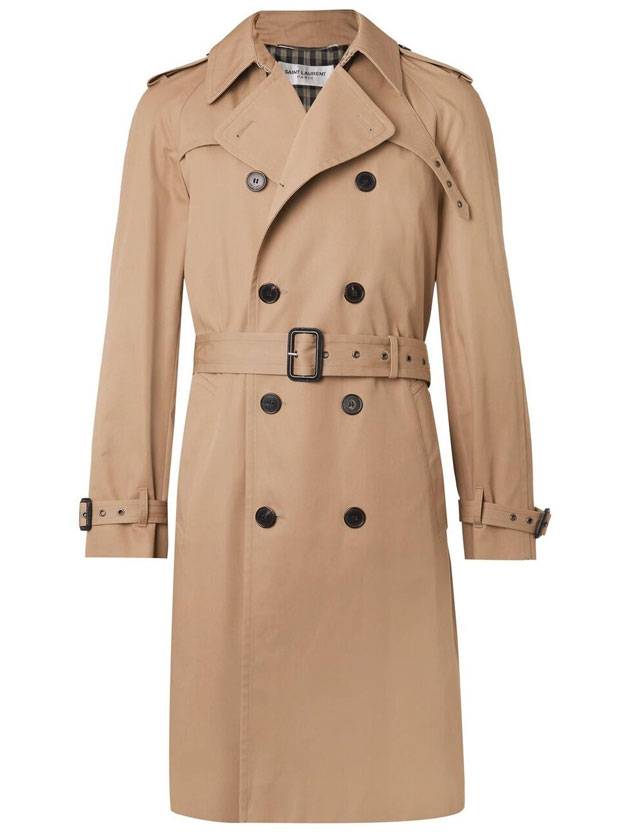 Luxury Saint Laurent Trending 2025 Gabardine Classic Saint Gabardine Trench Coat Beige