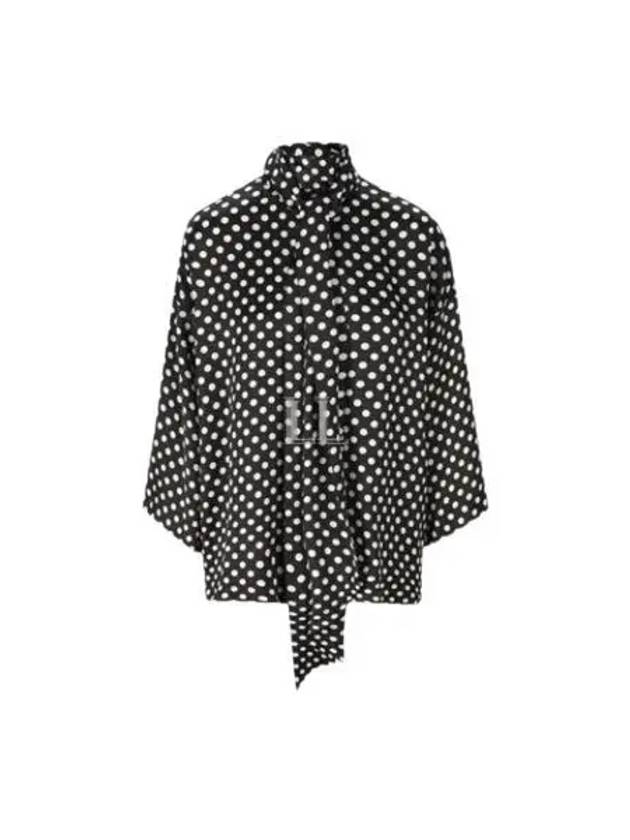Luxury Saint Laurent Trending 2025 Polka Dot Bow Satin Blo  Black