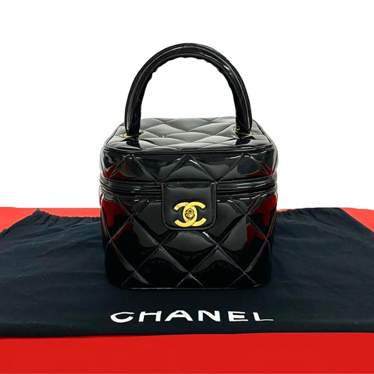 CHANEL Handbag Patent leather black Matrasse Heart Mirror Vanity