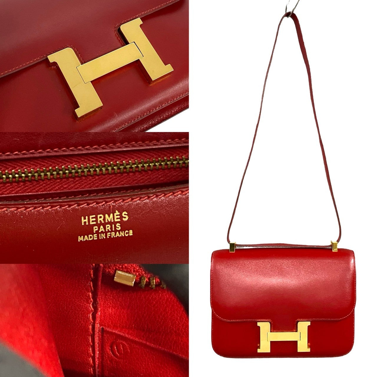 HERMES Shoulder Bag Box scarf Red Constance 23 Women  d