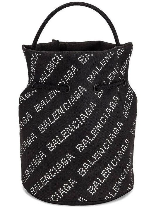Luxury Balenciaga Trending 2025 Crystal Logo Allover Mini Cross Bag Black