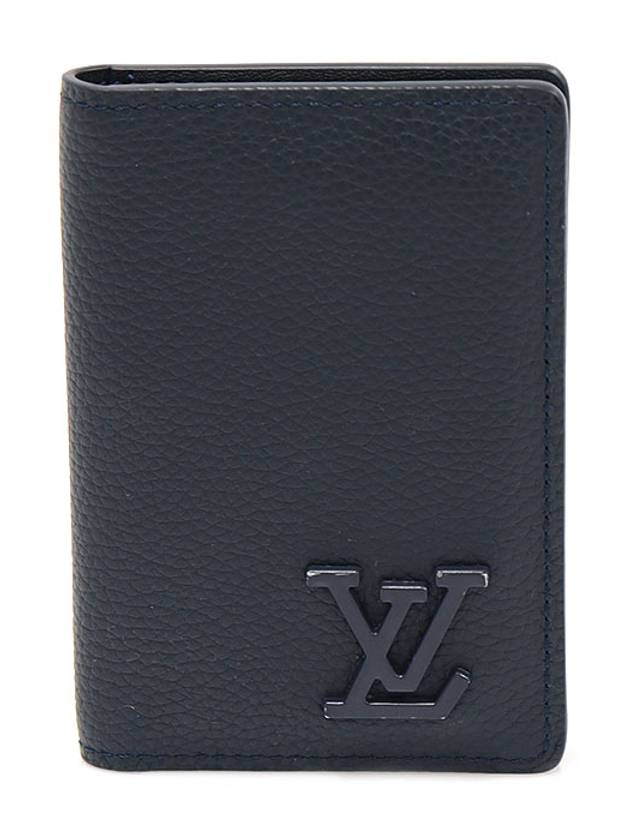 Luxury Saint Laurent Trending 2025 M69979 Ink Blue Grain Calfskin LV Aerogram Pocket Organizer Card Holder