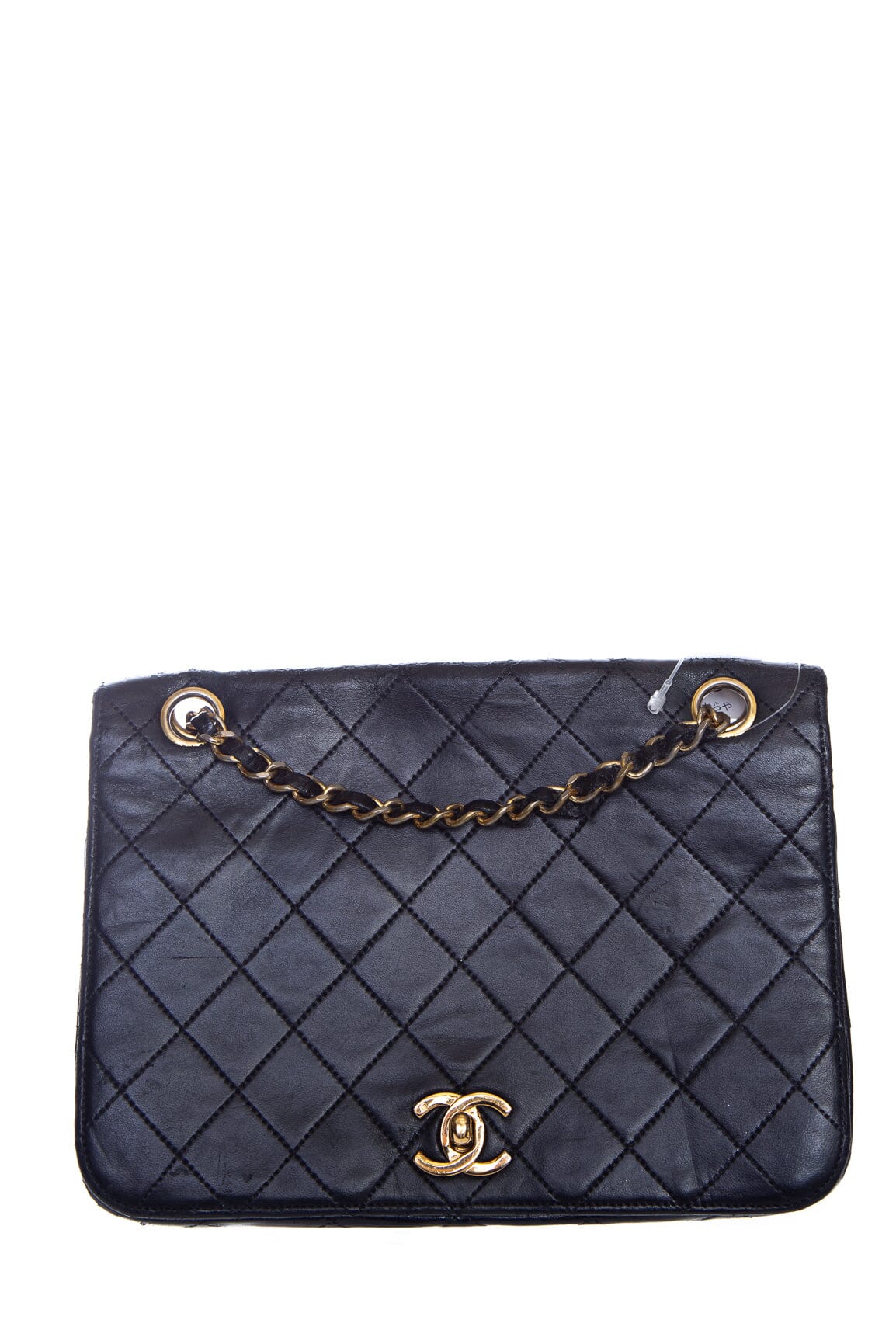 Chanel   Black Lambskin Quilted Flap Handbag