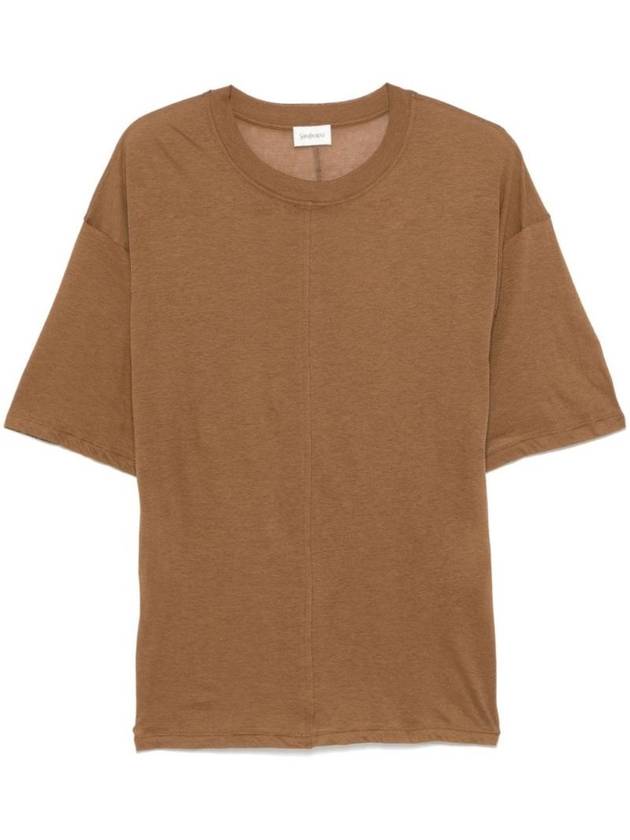 Luxury Saint Laurent Trending 2025 Crew Neck Cotton Short Sleeve T-Shirt Brown