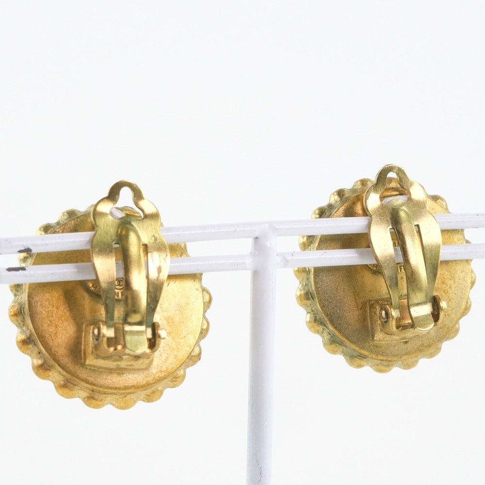CHANEL Earring Plated Gold black   COCO Mark Women
