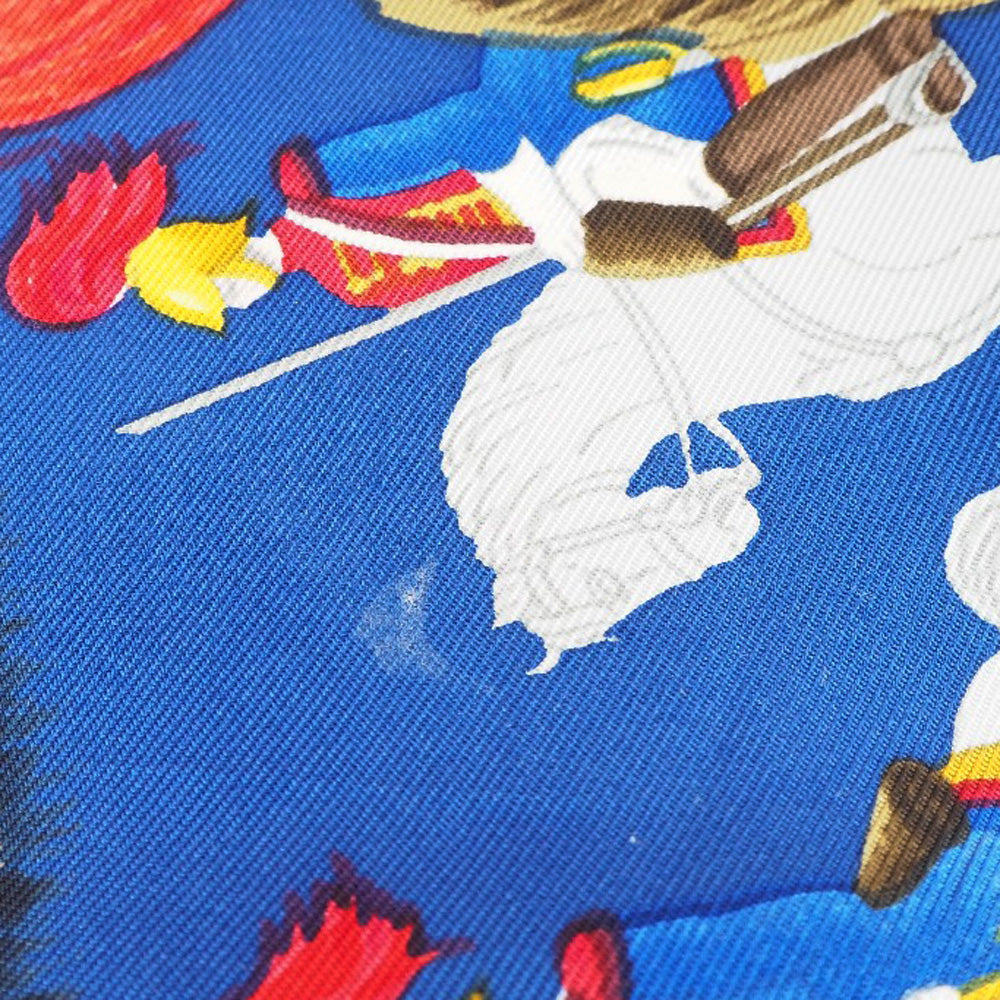 HERMES scarf silk Red A faceless helmet CASQUES et PLUMETS Carre90 Women  d