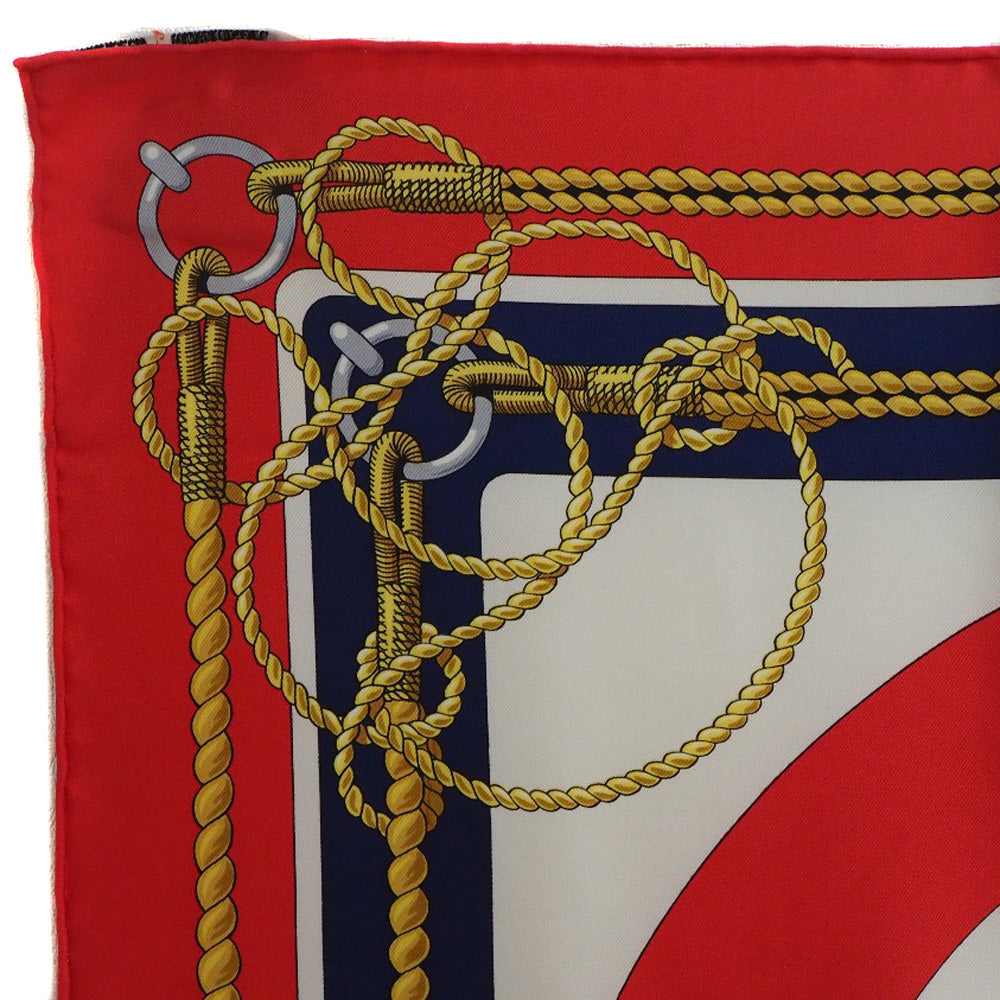 HERMES scarf silk Red stern decoration CHATEAUX D'ARRIERE Carre90 Women  d