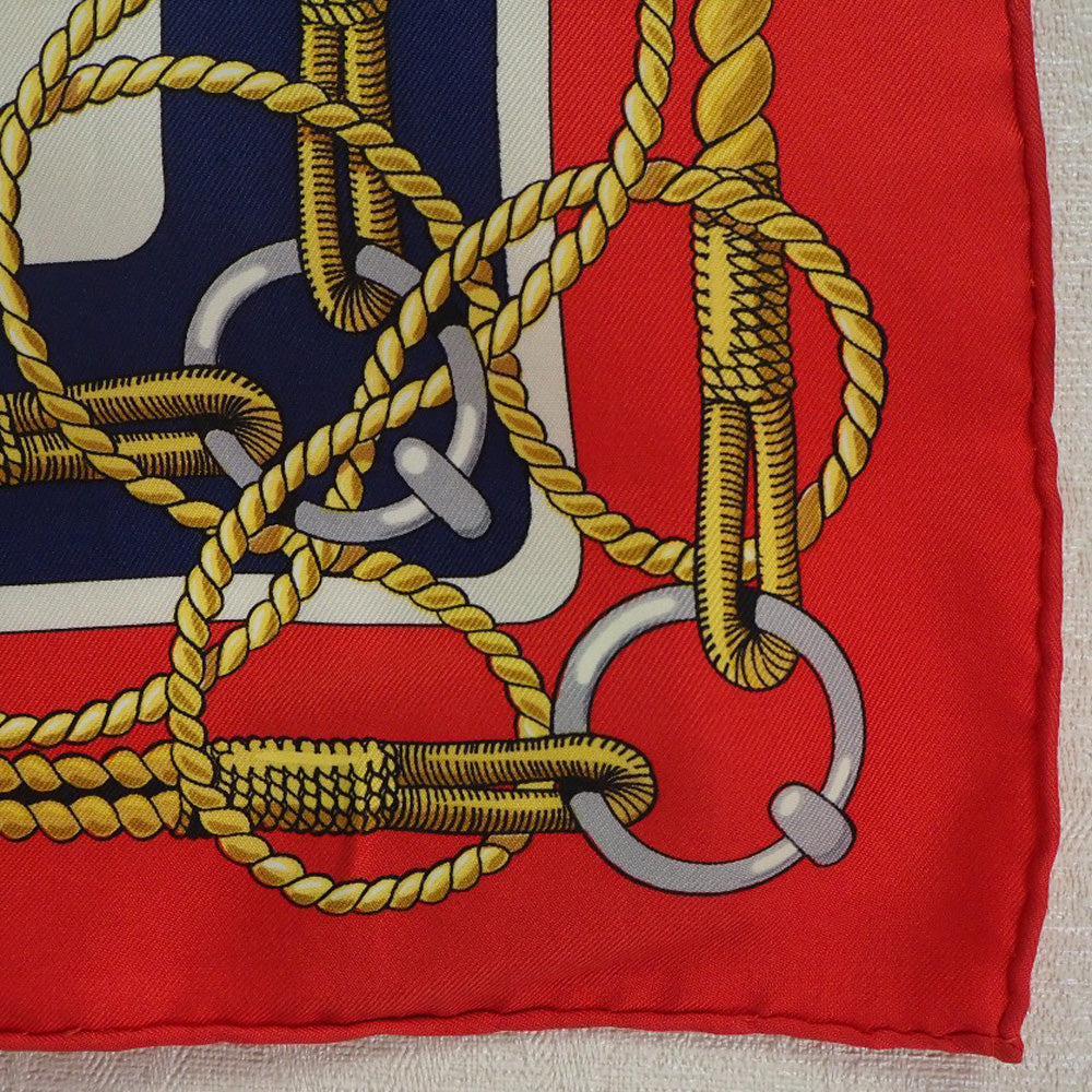 HERMES scarf silk Red stern decoration CHATEAUX D'ARRIERE Carre90 Women  d