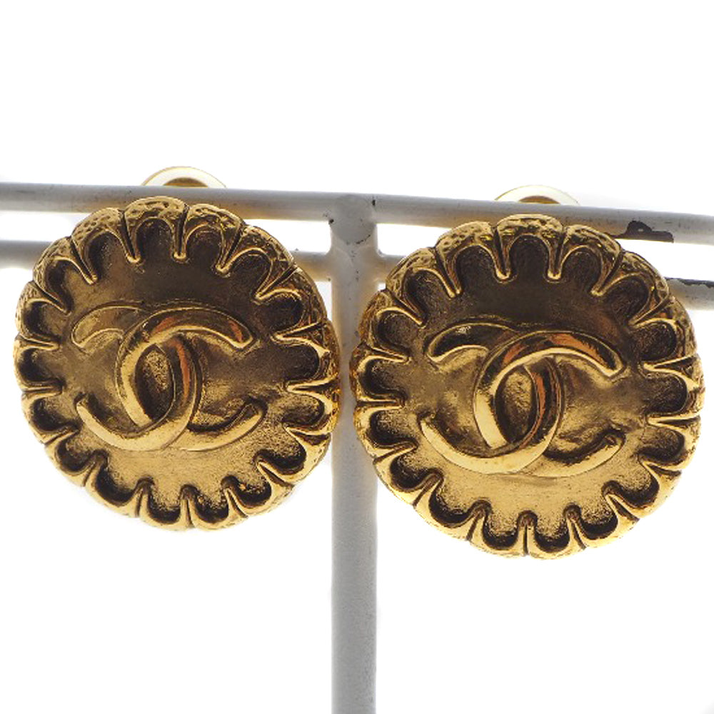 CHANEL Earring Plated Gold gold   COCO Mark Women