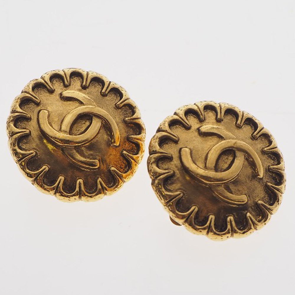 CHANEL Earring Plated Gold gold   COCO Mark Women