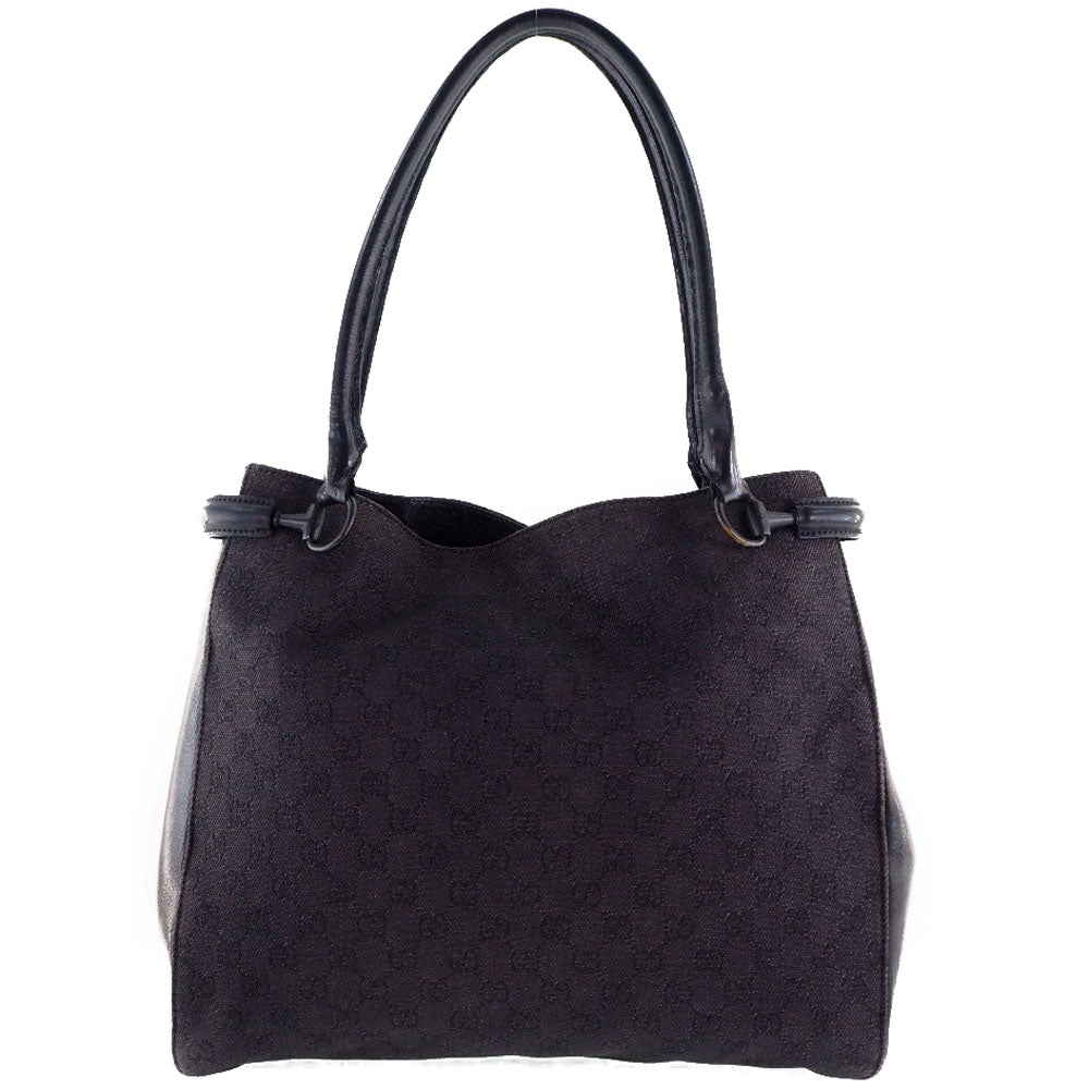 GUCCI Tote Bag 101346 GG canvas, leather black unisex(Unisex)