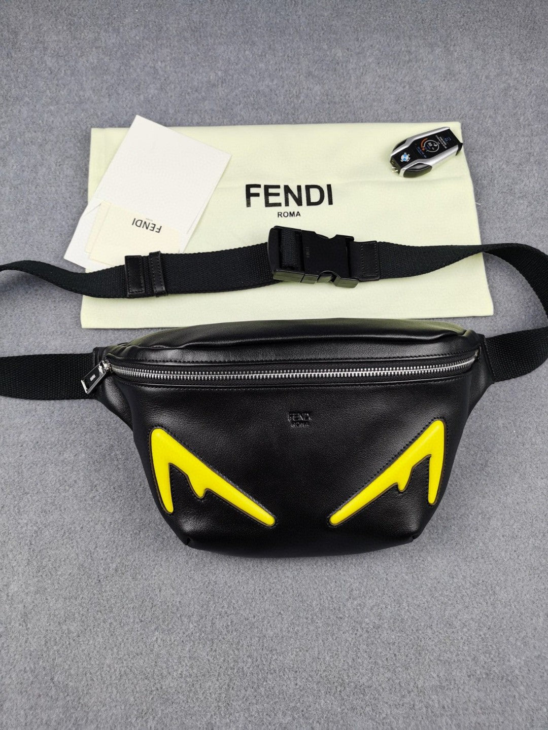 Top QualityTop Quality Little Monster Belt Bag Black/Yellow For Men, Men’s Bags 7.9in/20cm FF