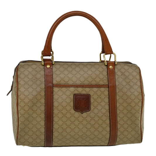 Luxury CELINE Macadam Canvas Hand Bag PVC Leather Beige  59247