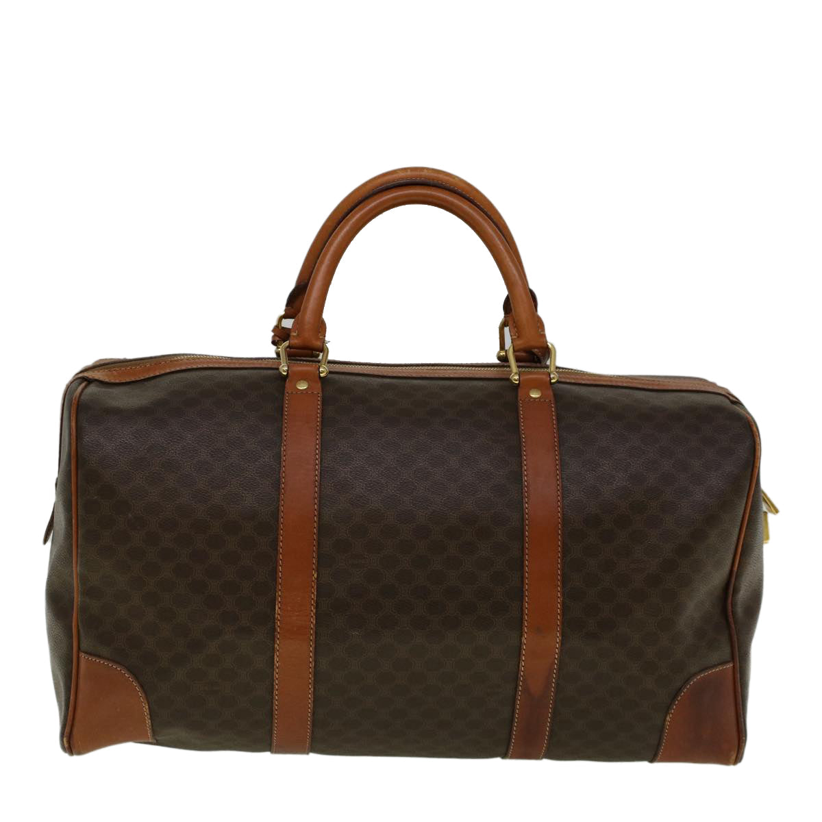 Luxury CELINE Macadam Canvas Boston Bag PVC Leather Brown  59265