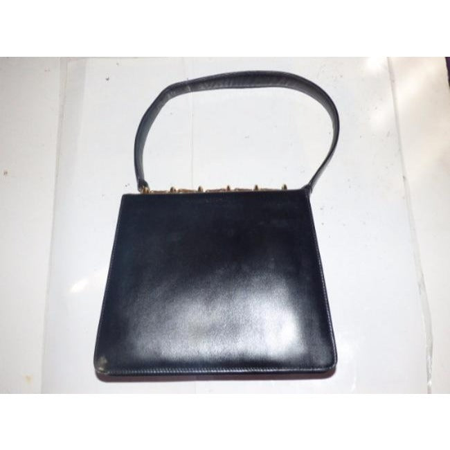 Gucci   Black With Bold Gold Hardware Leather Shoulder Bag