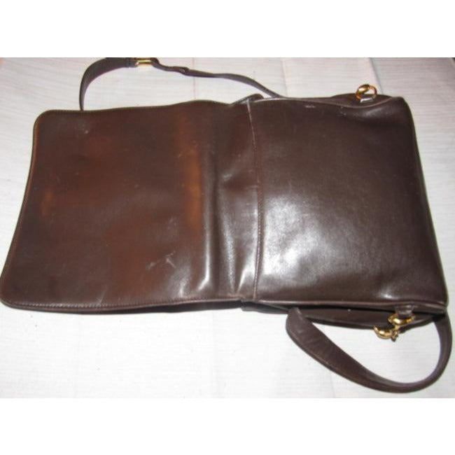 Gucci   Brown Leather With Gold Equestrian Accents Cross Body Bag