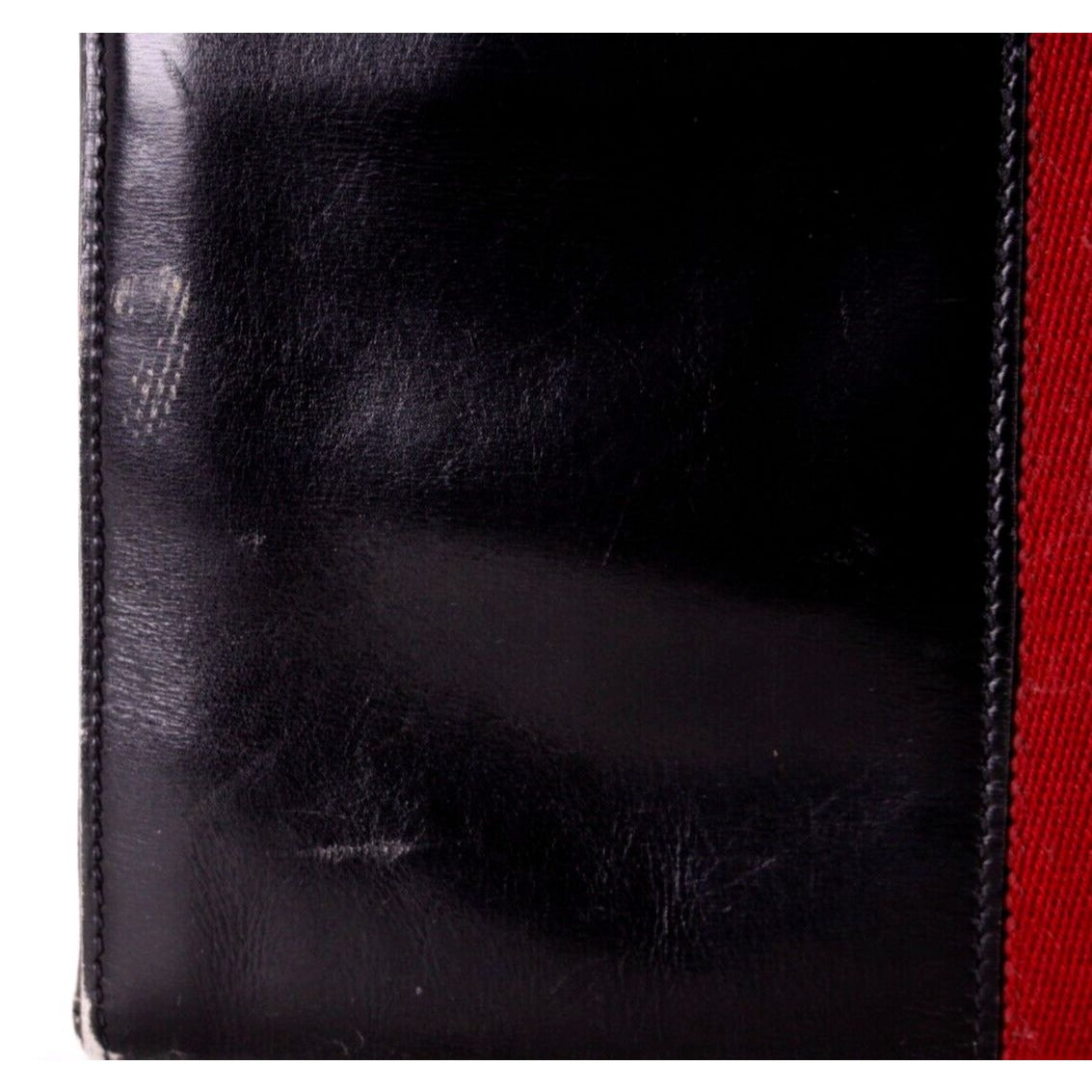 , Gucci, midnight blue leather, clutch, portfolio, or tablet holder with a wide, red and navy Sherry stripe