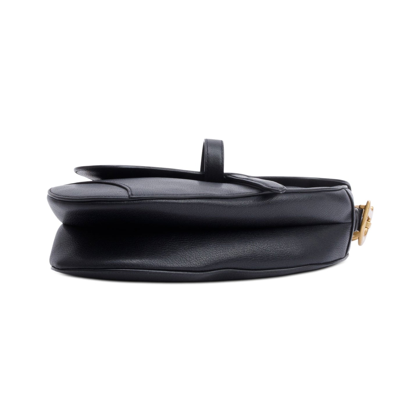Christian Dior Black Grained Calfskin Leather Saddle Bag