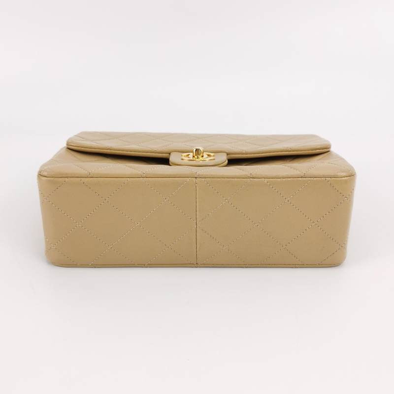 Chanel   Classic Flap Mini Square Beige Lambskin 24k Gold HW, 1989-1991