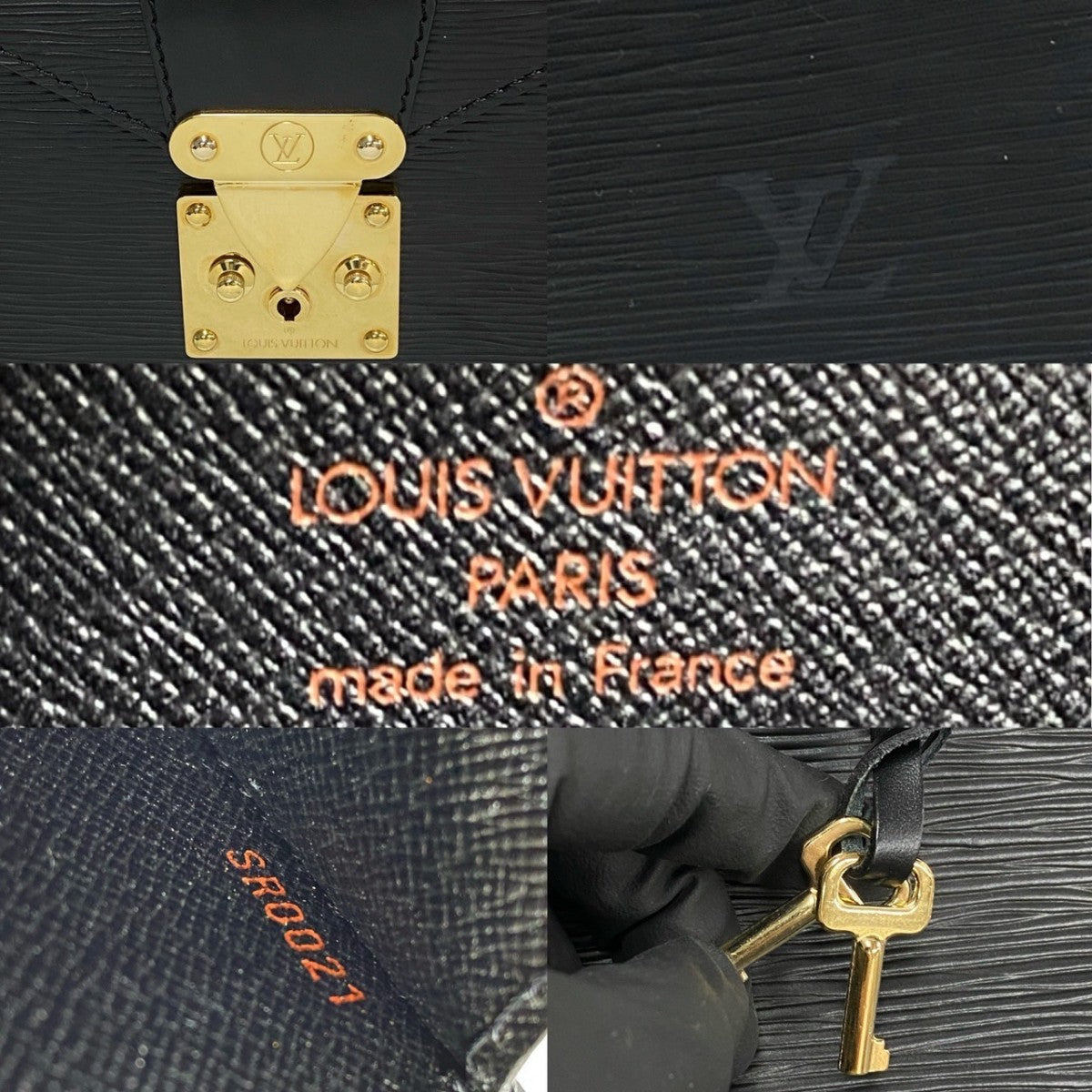LOUIS VUITTON Business bag leather black Epi Serviette Ambassador mens  d
