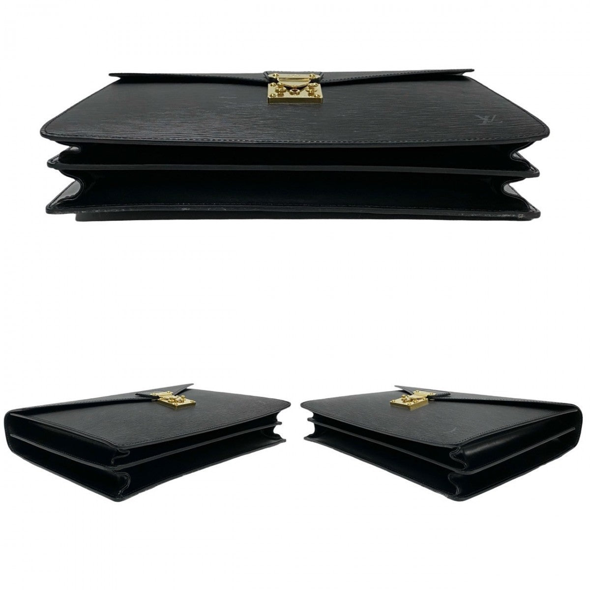 LOUIS VUITTON Business bag leather black Epi Serviette Ambassador mens  d