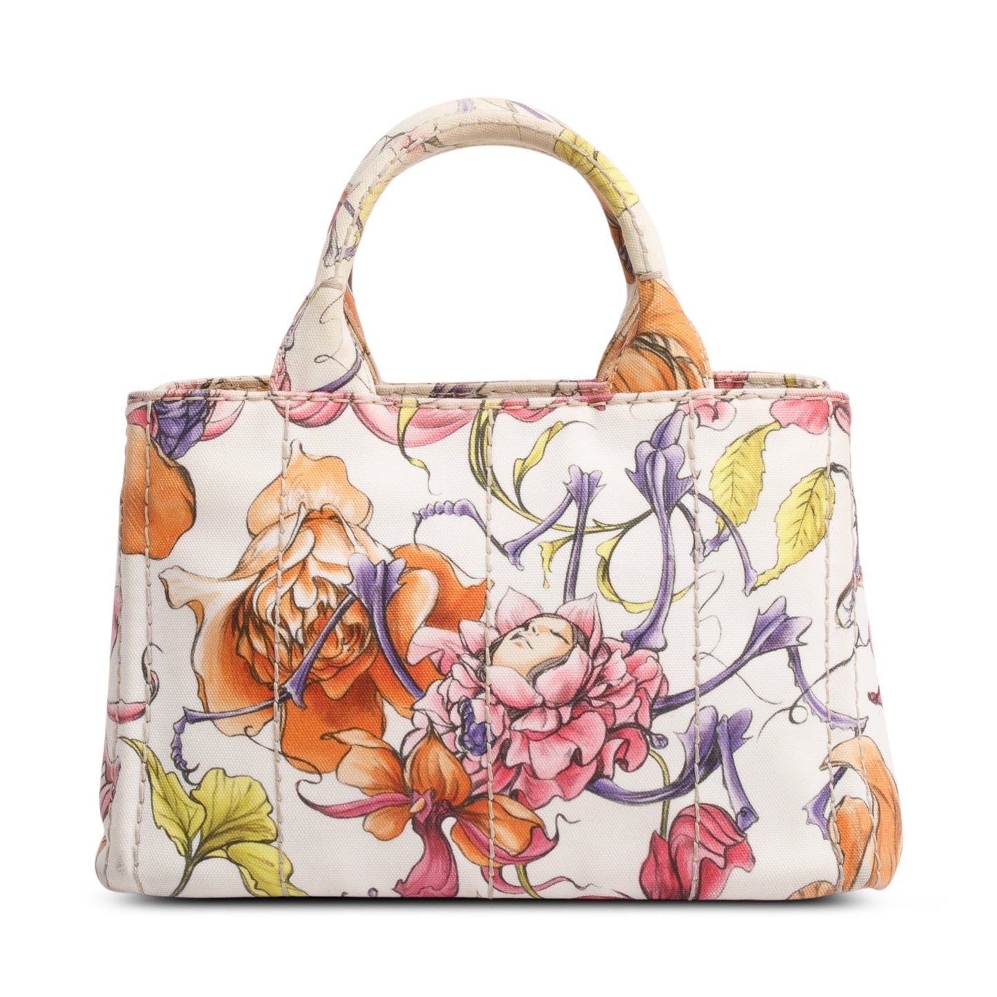 Prada Multicolor Floral Print Canvas Small Canapa Logo Tote