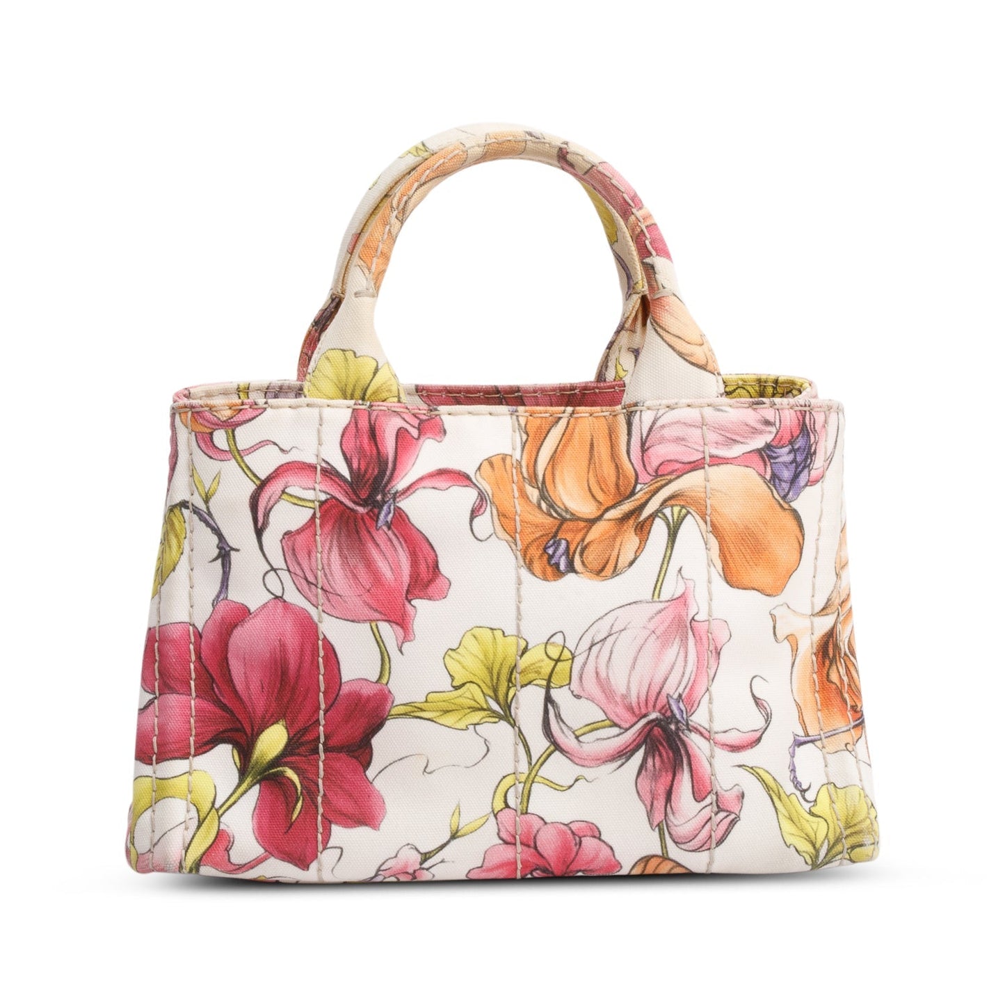 Prada Multicolor Floral Print Canvas Small Canapa Logo Tote