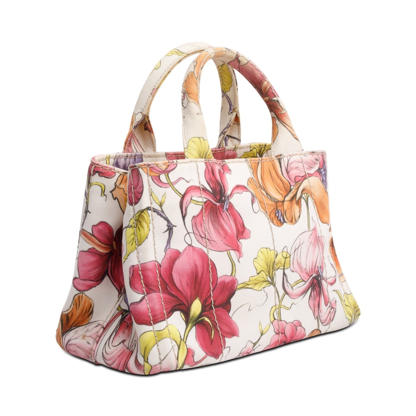 Prada Multicolor Floral Print Canvas Small Canapa Logo Tote