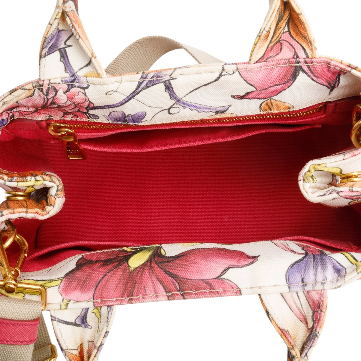 Prada Multicolor Floral Print Canvas Small Canapa Logo Tote