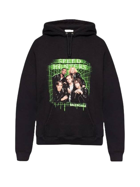 Luxury Balenciaga Trending 2025 Speed Hunter Print Hoodie Black