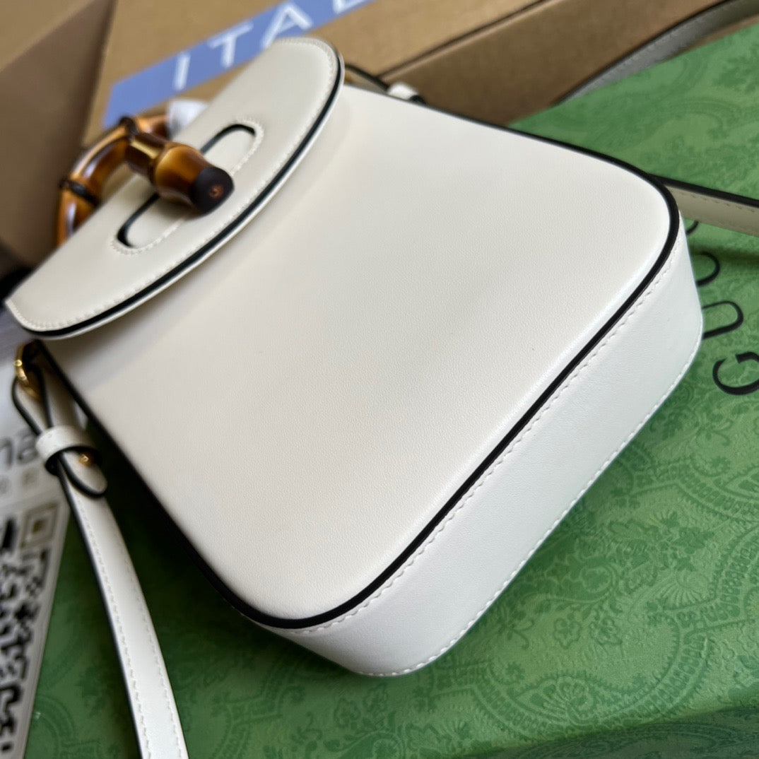 gg Bamboo Mini Handbag White For Women, Women’s Bags 6in/16cm gg 702106 UZY0T 9022