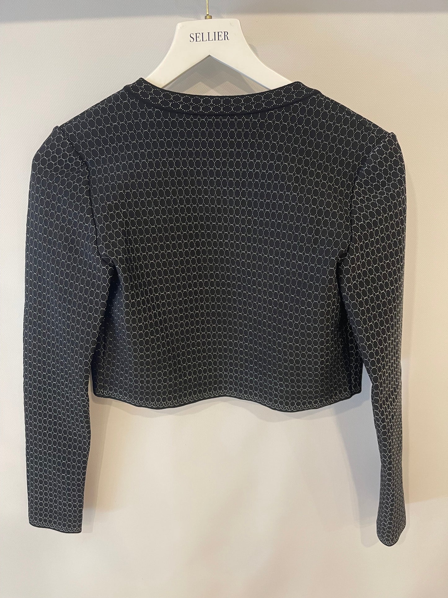Alaia Black and Silver Embellished Cropped Cardigan Size FR 38 (UK 10)